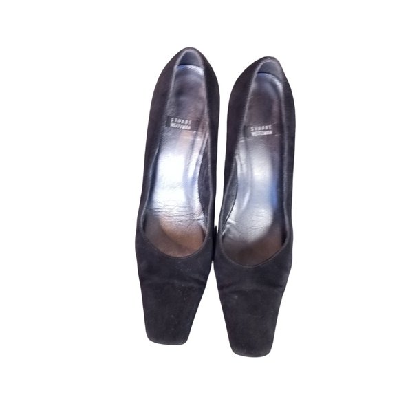 Vintage Square toe Stuart Weitzman black suede high heels size 7.5 - Picture 6 of 8